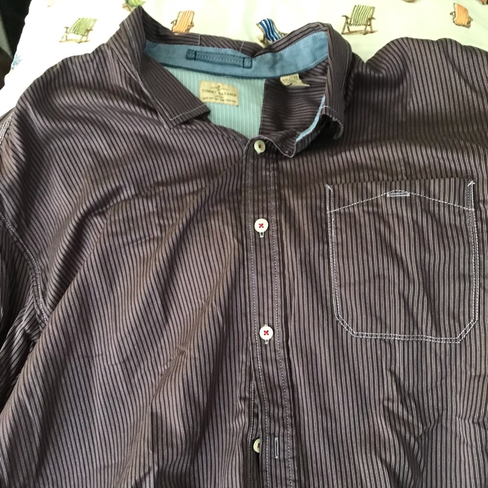 Tommy Bahama, Burgundy (Stripes), Long Sleeve, XX-Large,